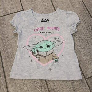 🏷 3/$15 or 5/$20 Disney Star Wars Baby Yoda toddler girl shirt grey size 3T